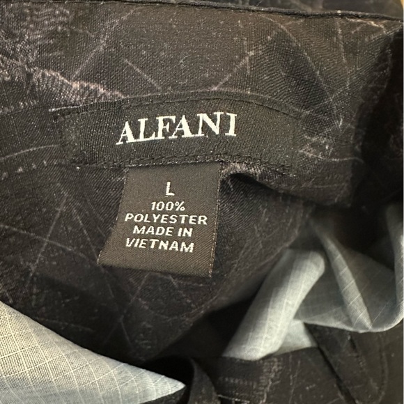 Men L abstract print short sleeve top button up black - Picture 3 of 10